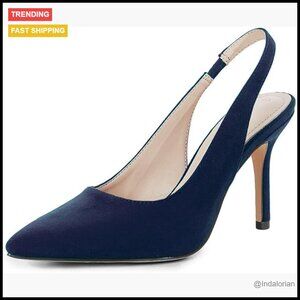 Slingback Pointed Toe Stiletto Pumps Slip-on High Heels PU & Faux Suede